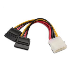 Molex to SATA, 4-Pin Molex Male to Dual Power 15-Pin SATA Female Y-Splitter Power Cable Adapter (6 inch)