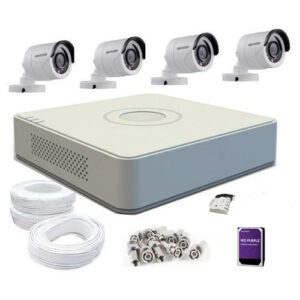 HIKVISION 2MP DOME 2 pcs, BULLET 2 pcs, 4CH 2MP DVR, 4CH SMPS, 1 TB SURVEILLANCE HDD, 90M WIRE BUNDLE FULL KIT