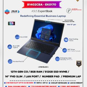 ASUS ExpertBook B1 14” FHD, Intel Core i5-11th, 512GB SSD, 8GB RAM, B1400CEA-XH54