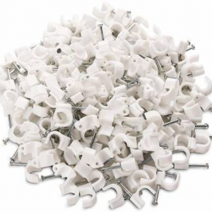 U Clamp 6MM PLASTIC & STEEL CABLE HOOK WITH NAIL (Set of 100, White) Cable Protector  (White)