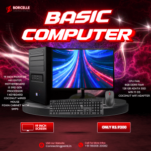 Complete Computer Full Set: 19-Inch Monitor, Intel Core i3, 8GB RAM, 128GB SSD, Windows 11, & More
