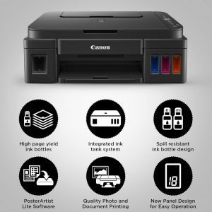 Canon PIXMA MegaTank G2010 All-in-One Ink Tank Colour Printer (Black) Free EAR BUDS